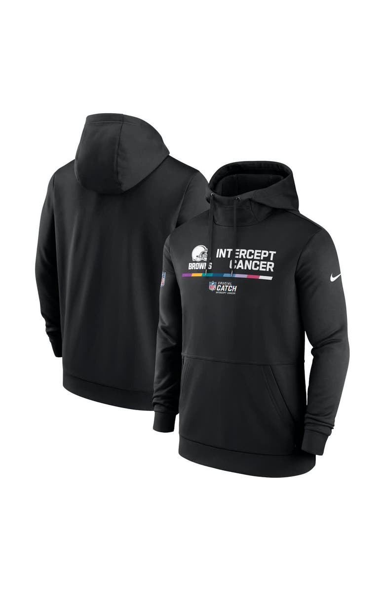 Nike Men's Nike Black Cleveland Browns 2022 NFL Crucial Catch Therma Performance Pullover Hoodie, Alternate, color, 