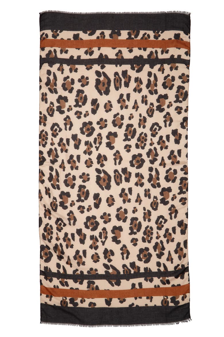 Leopard Print Scarf, Alternate, color, BROWN COMBO
