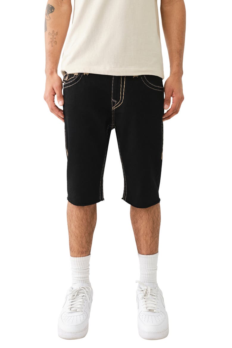 Rocco Super T Raw Hem Skinny Denim Shorts, Main, color, BLACK RINSE