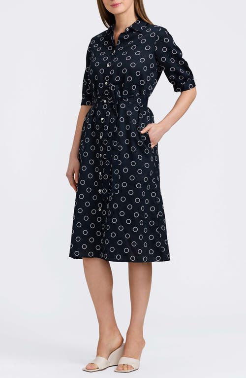 Foxcroft Esther Circle Print Cotton Shirtdress In Black/white