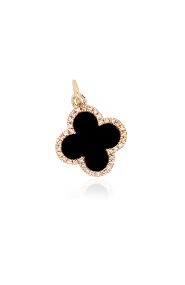 The Lovery Fine Jewelry Large Onyx Diamond Clover Charm, Main, color, Onyx