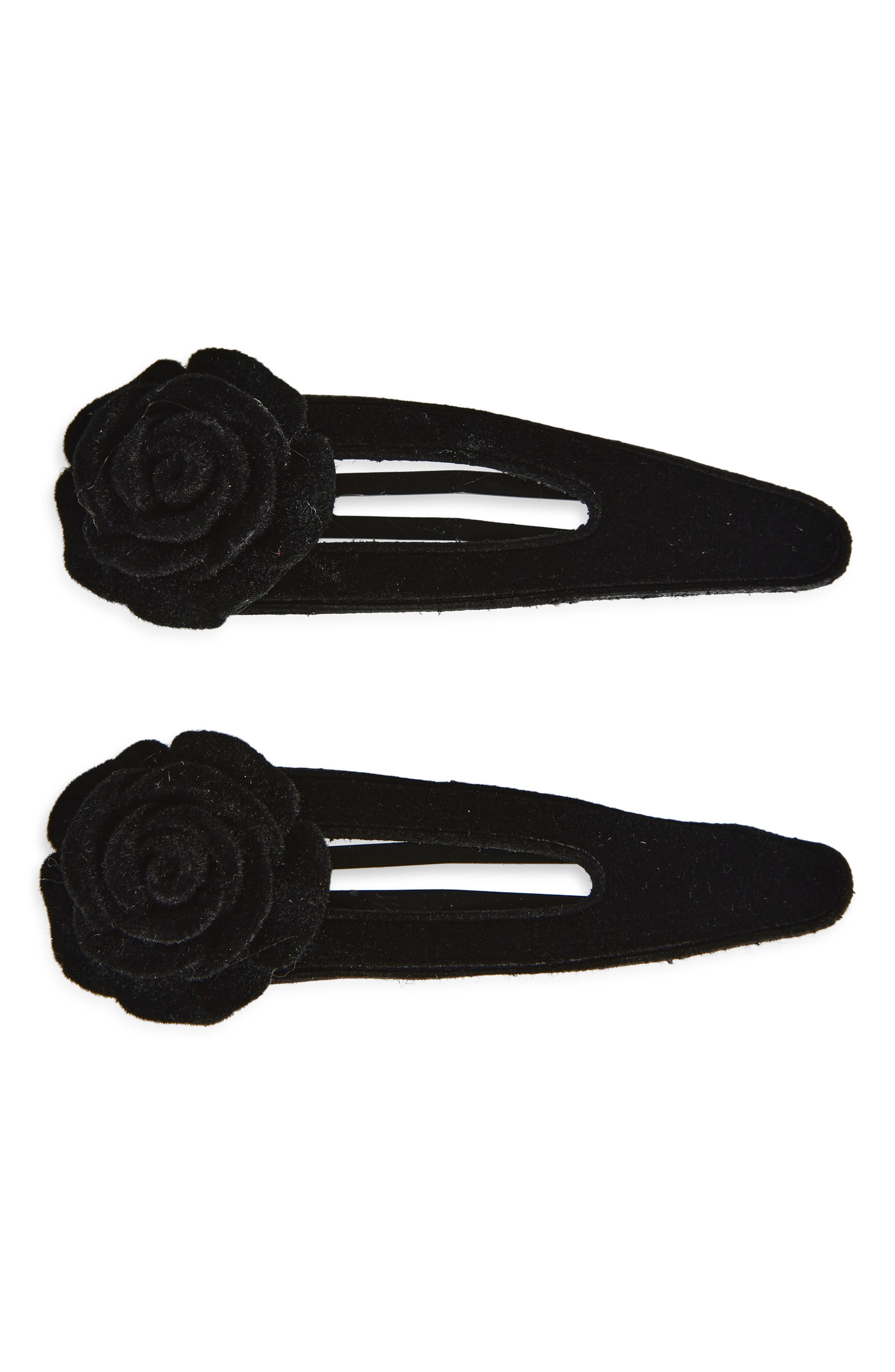 Tasha 2-pack Rosette Snap Hair Clip In Black