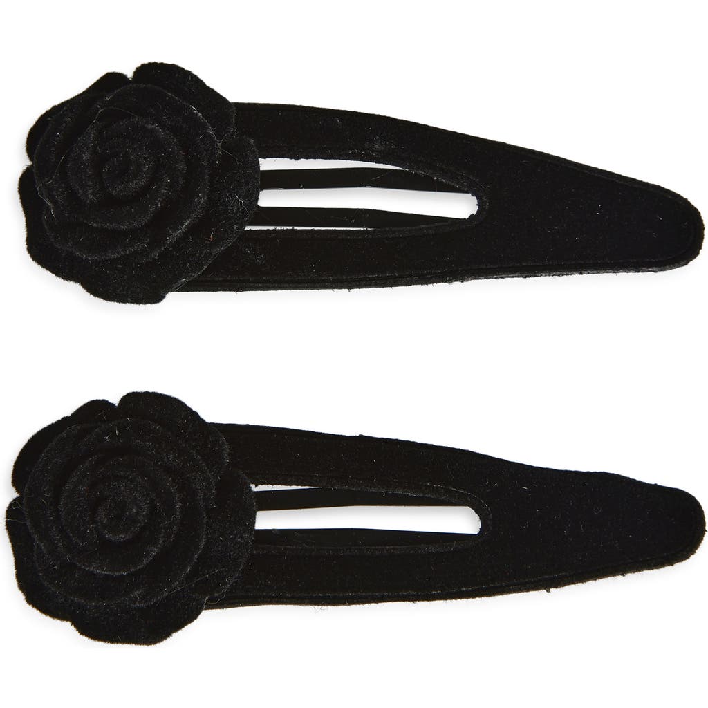 Tasha 2-pack Rosette Snap Hair Clip In Black