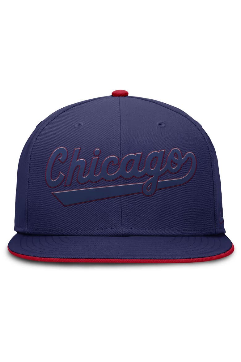 Men's Nike Blue Chicago Cubs Wordmark Dri-FIT Round Bill True Fitted Hat, Alternate, color, Blue