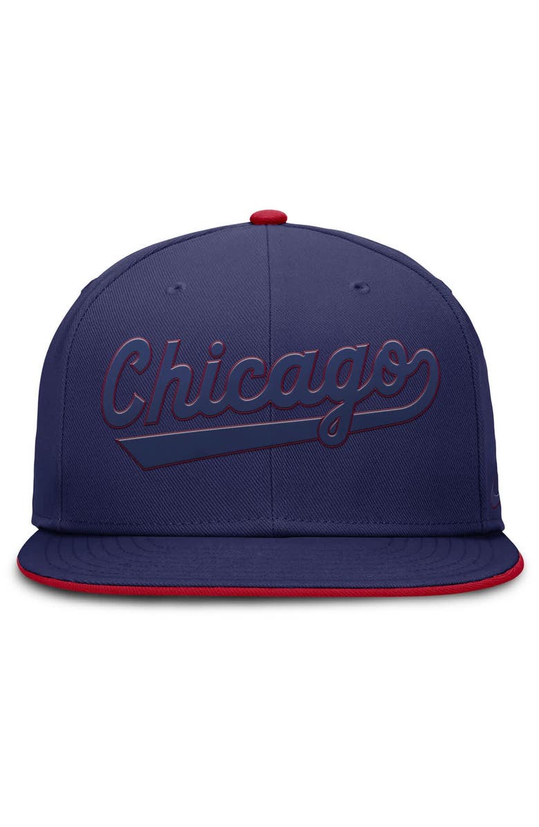 Nike Men's Nike Blue Chicago Cubs Wordmark Dri-FIT Round Bill True Fitted Hat, Alternate, color, Blue