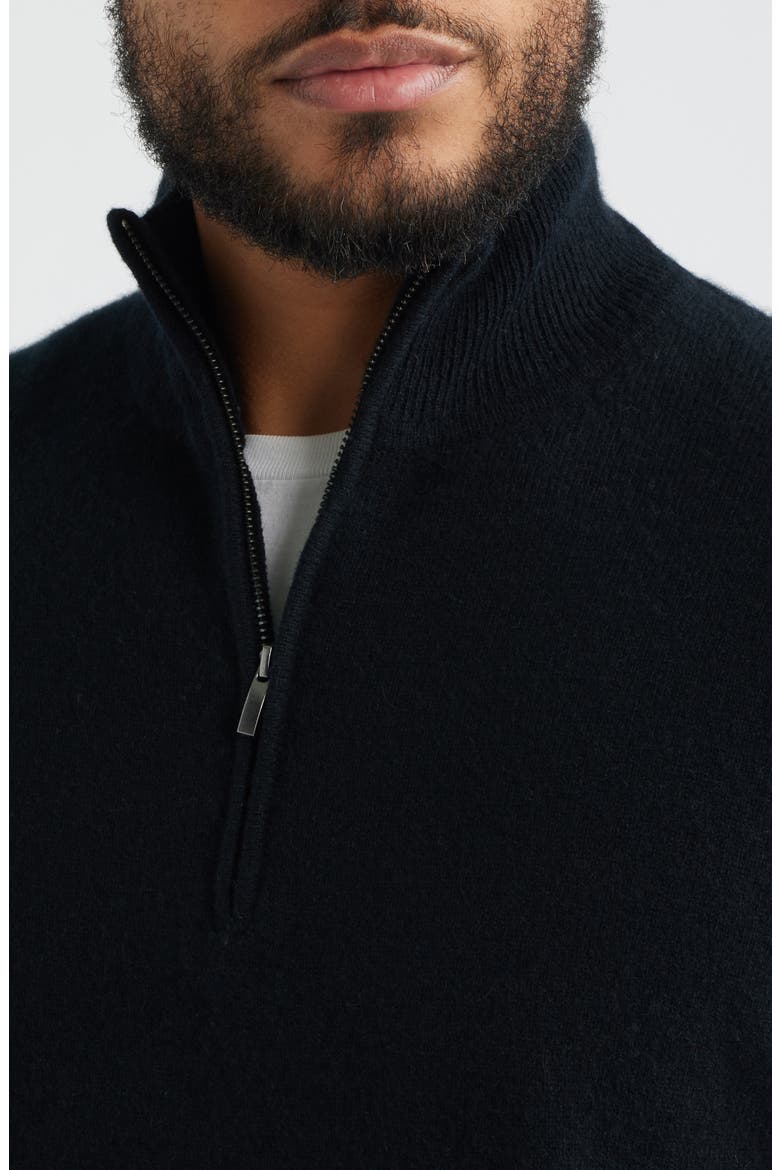 Quarter Zip Cashmere Sweater, Alternate, color, BLACK