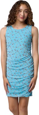 Un Deux Trois Ruched Fitted Printed Tank Dress in Longer Length
