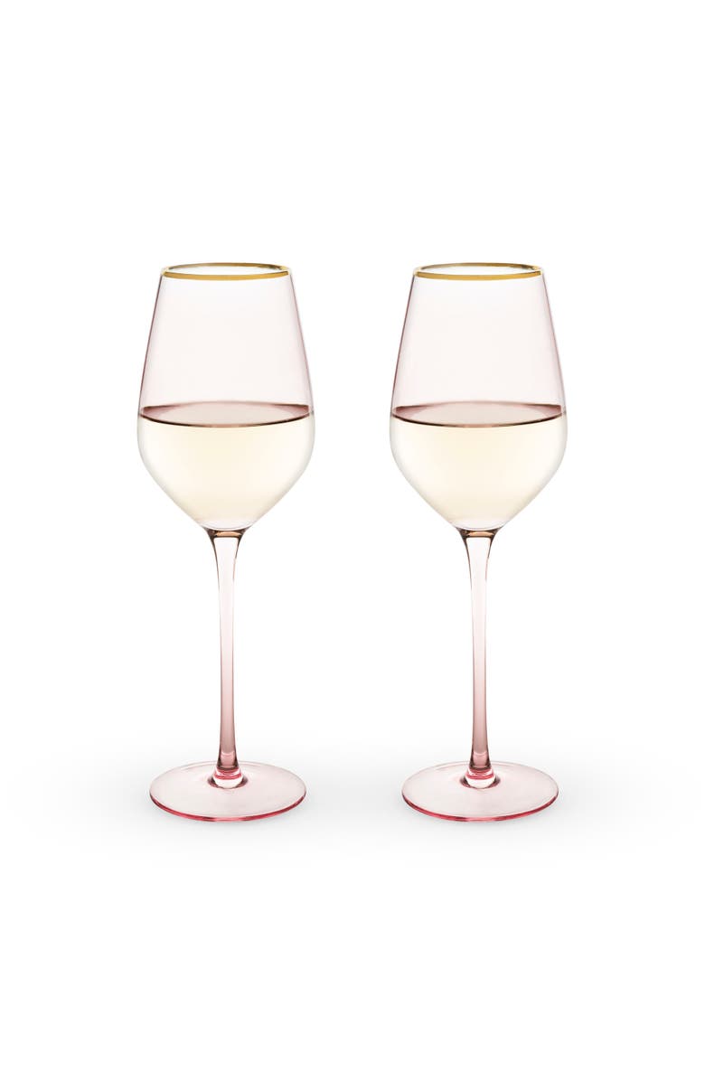 TWINE Rose Crystal White Wine Glasses Set of 2, Main, color, Pink