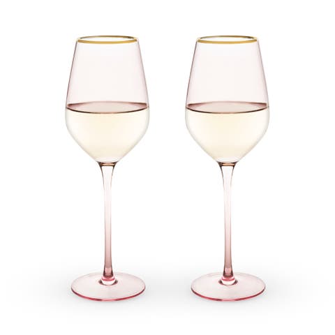 Rose Crystal White Wine Glasses Set of 2