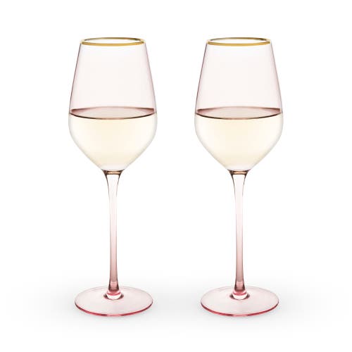 Twine Rose Crystal White Wine Glasses Set Of 2 In Pink