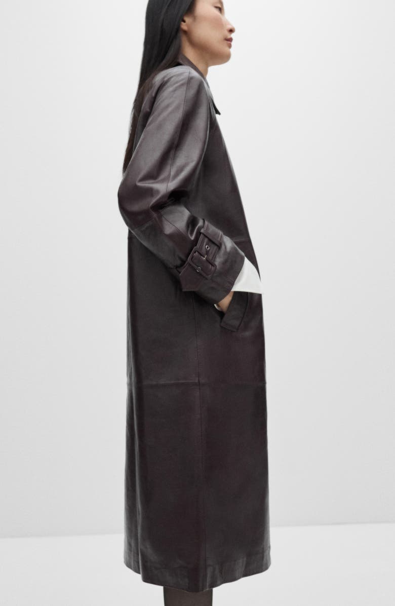 MANGO Oversize Leather Coat, Alternate, color,