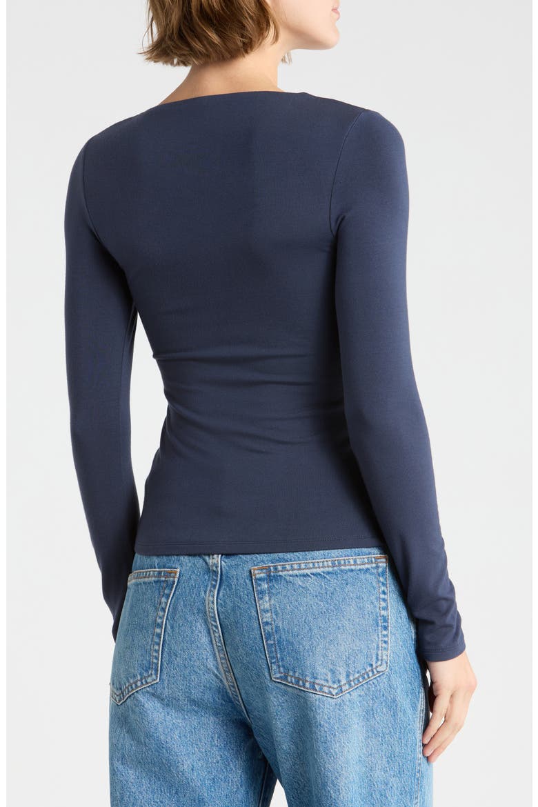 Square Neck Long Sleeve Top, Alternate, color, NAVY INDIGO