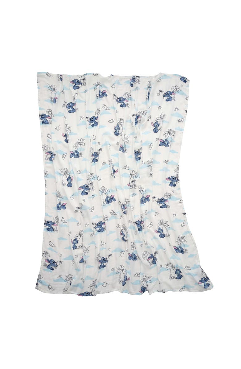 Lambs & Ivy Disney Stitch Luxury Muslin Swaddle Blanket & Plush Toy Gift Set, Alternate, color, White