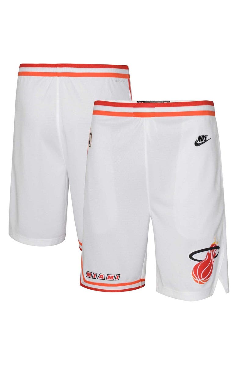 Nike Youth Nike White Miami Heat Hardwood Classics Swingman Shorts, Main, color, 