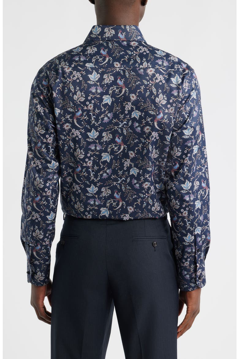 Modern Fit Floral Non-Iron Cotton Twill Dress Shirt, Alternate, color, DARK BLUE