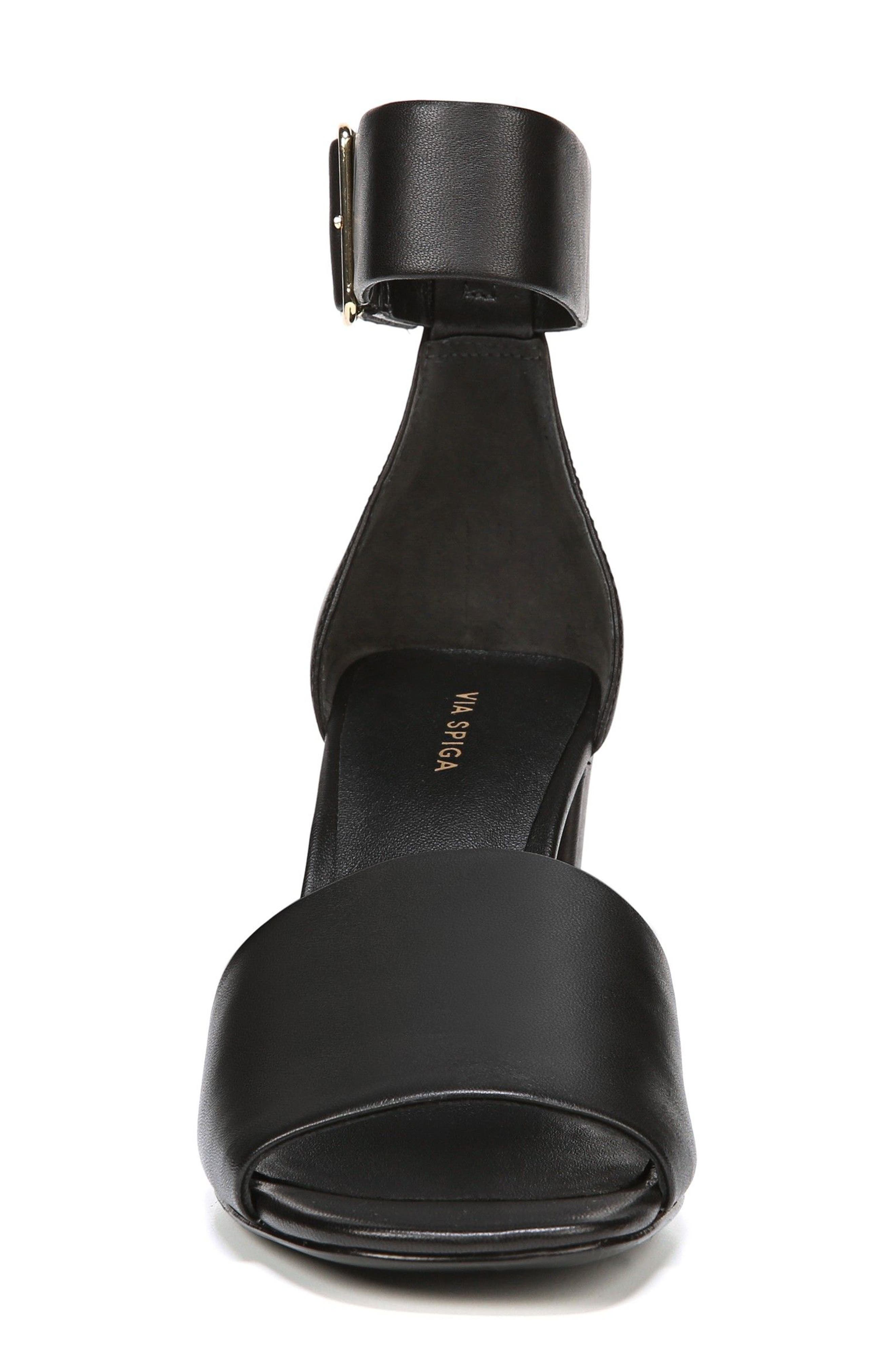 Evonne Ankle Strap Sandal, Alternate, color, BLACK LEATHER