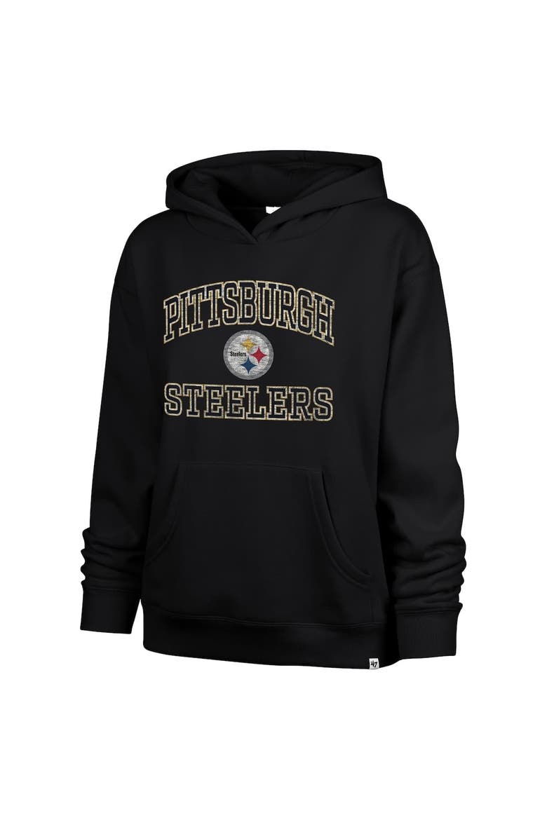 Women's '47  Black Pittsburgh Steelers Clarity Naomi Pullover Hoodie, Alternate, color, Black