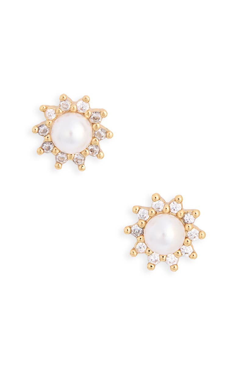 Kate Spade New York faux pearl flower stud earrings, Alternate, color, Cream/ Gold