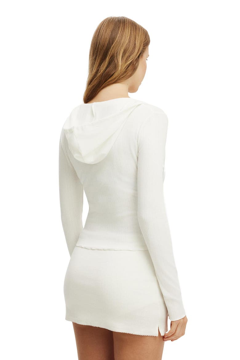 Women's Dreamy Soft Pointelle Hooded Cardi, Alternate, color, Coconut Milk