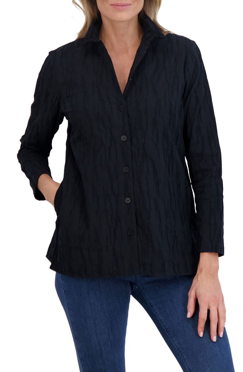 Foxcroft Carolina Crinkled Cotton Blend Overshirt, Main, color, 