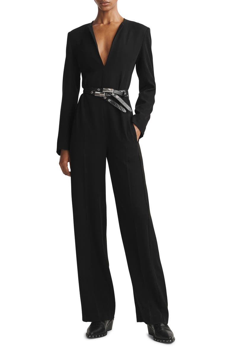 rag & bone Sonia Plunge Crepe Jumpsuit, Main, color,