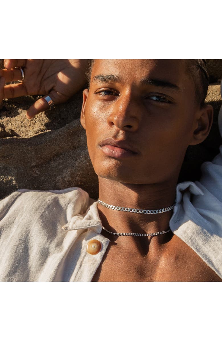 LOUPN Thin Cuban Chain Necklace, Alternate, color, Silver