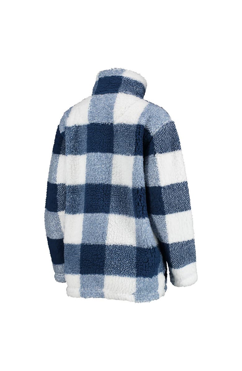 G-III 4HER BY CARL BANKS Women's G-III 4Her by Carl Banks Navy New England Patriots Sherpa Plaid Quarter-Zip Jacket, Alternate, color, 