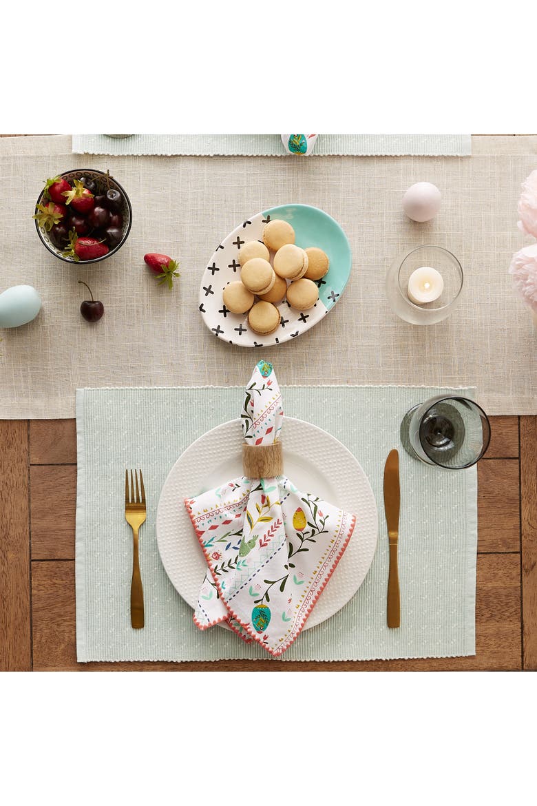Dobby Dots Rib Placemat Set/6, Alternate, color, Misty Blue