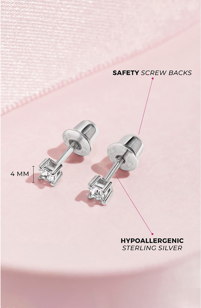 In Season Jewelry My First Princess Solitaire Earrings, Alternate, color, Silver