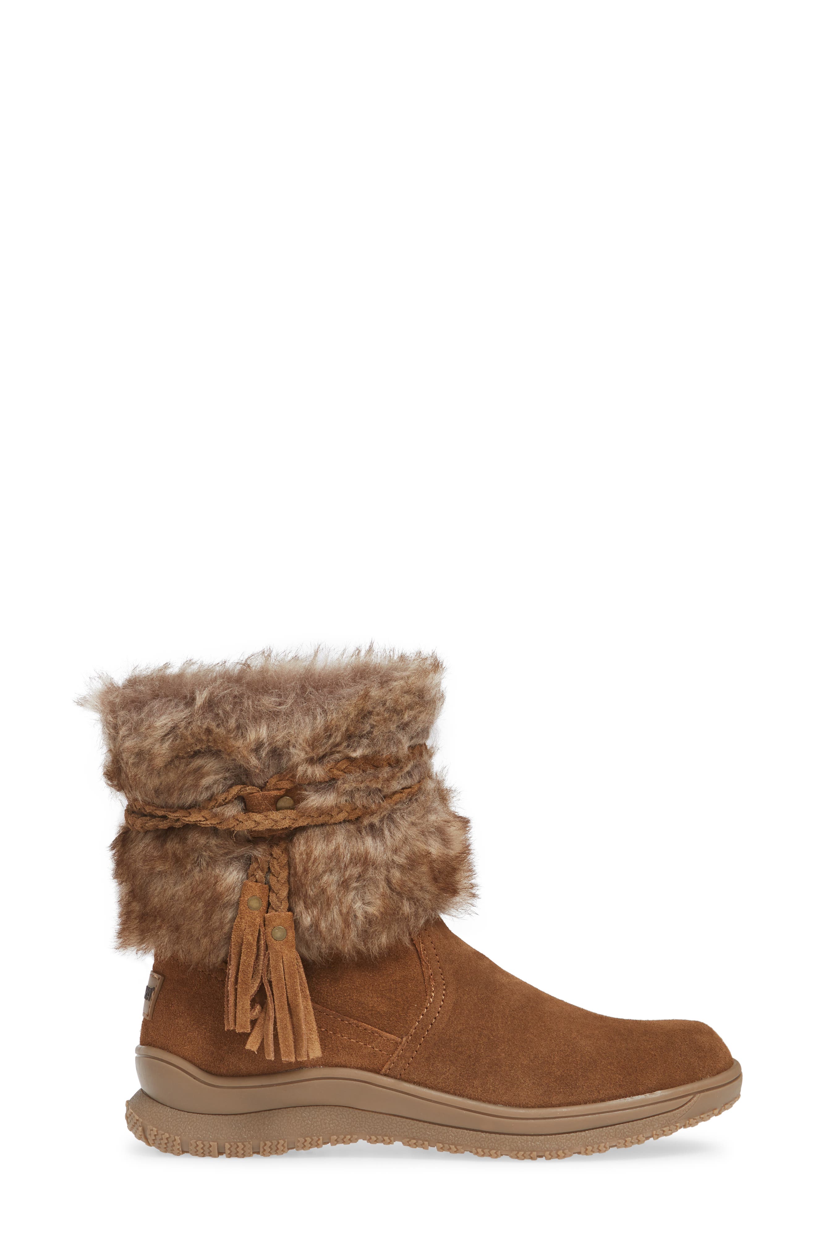 Minnetonka Everett Water Resistant Suede & Faux Fur Boot, Alternate, color, Dusty Brown Suede/ Faux Fur