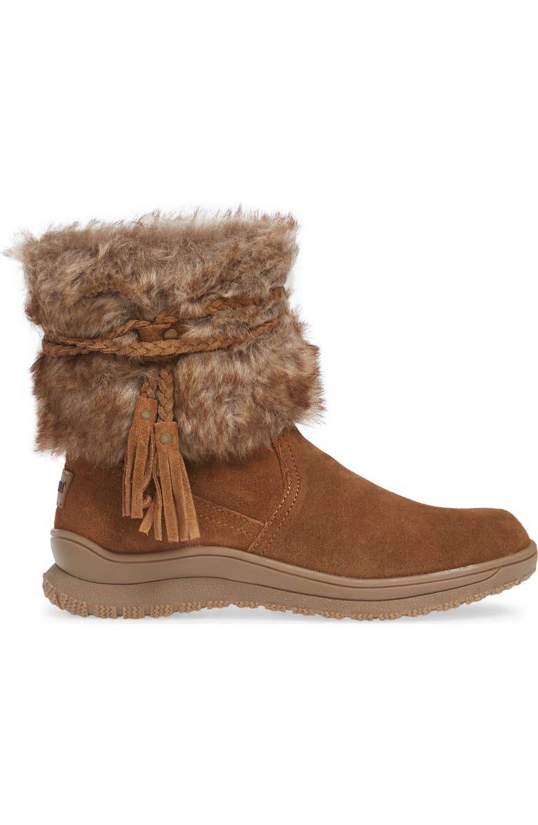 Minnetonka Everett Water Resistant Suede & Faux Fur Boot, Alternate, color, Dusty Brown Suede/ Faux Fur
