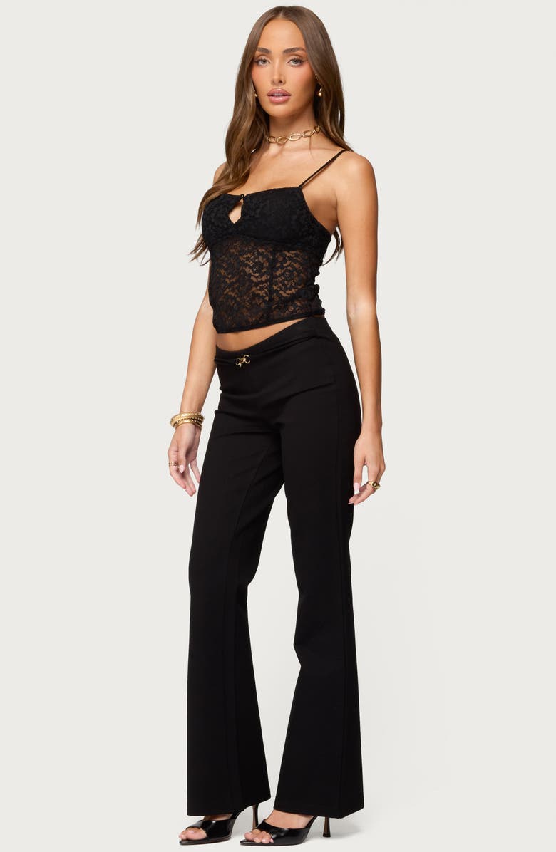 EDIKTED Janice Sheer Lace Crop Camisole, Alternate, color, Black