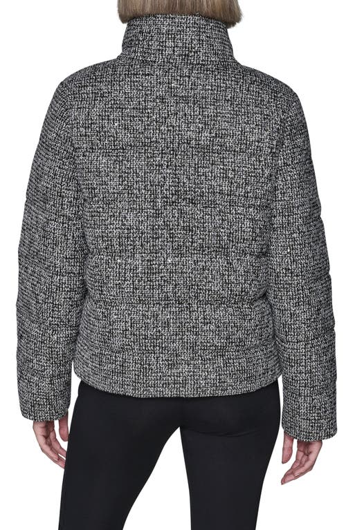 Karl Lagerfeld Paris Short Tweed Puffer Jacket In Gray