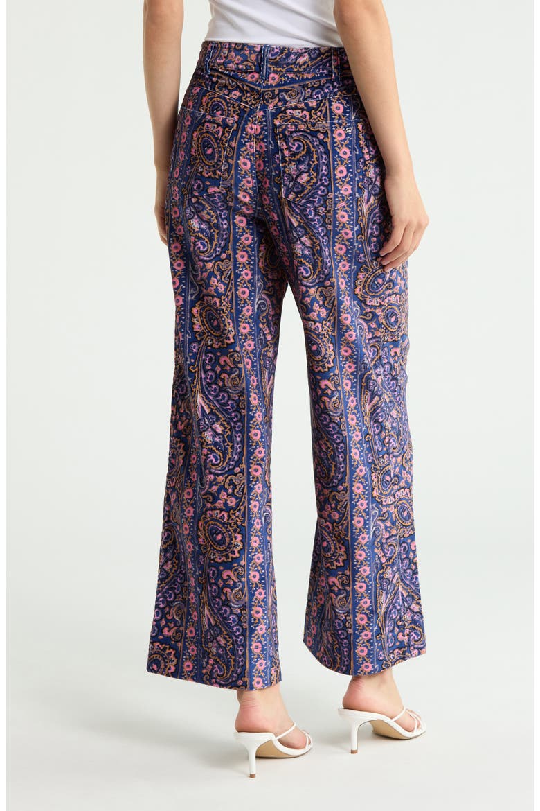 Betsy Paisley Velveteen High Waist Wide Leg Pants, Alternate, color, INDIGO MULTI