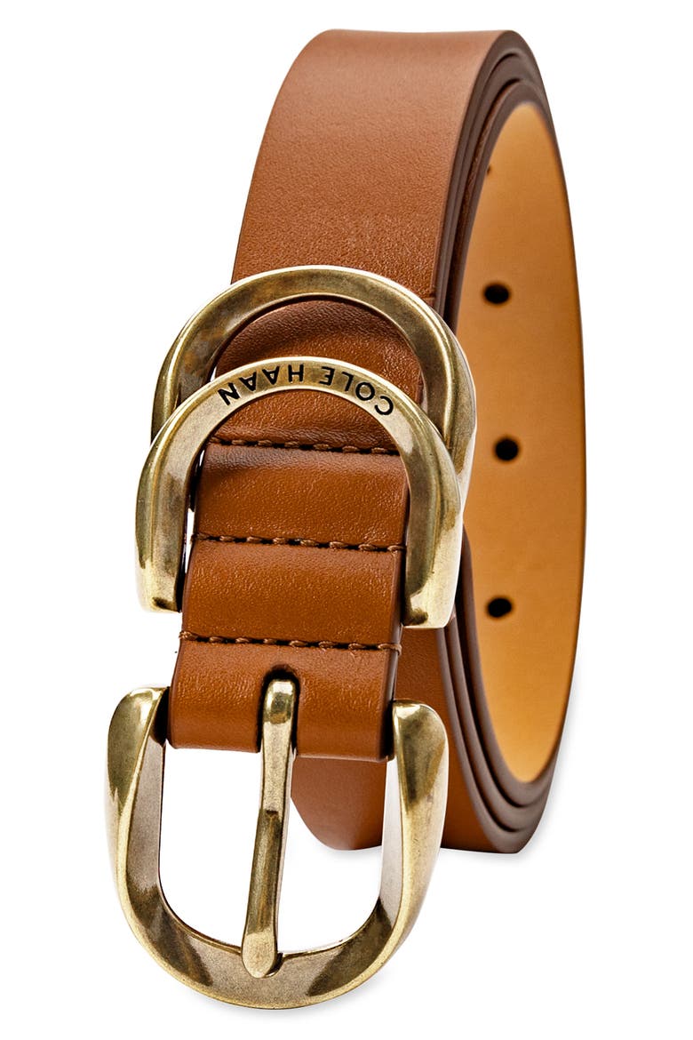 Triple Buckle Leather Belt, Alternate, color, TAN