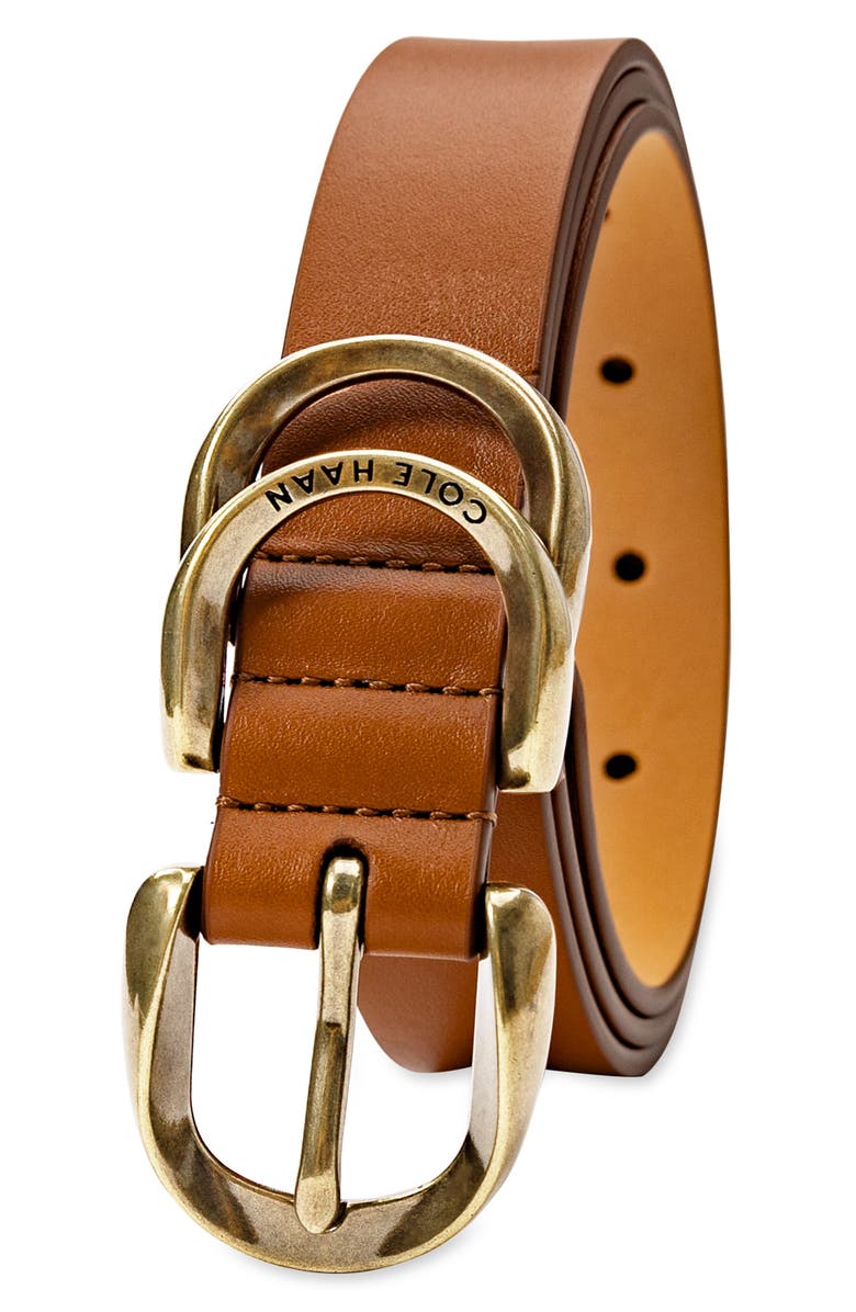 Cole Haan Triple Buckle Leather Belt, Alternate, color, Tan