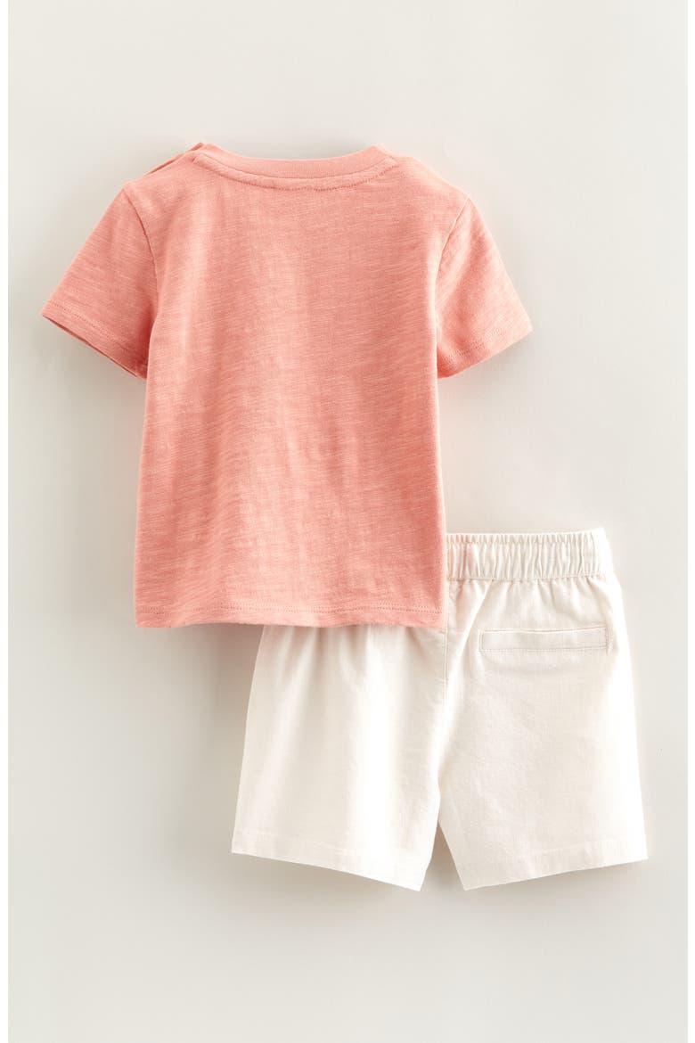 Graphic T-Shirt & Drawstring Shorts Set, Alternate, color, PINK SETTING SUN- IVORY