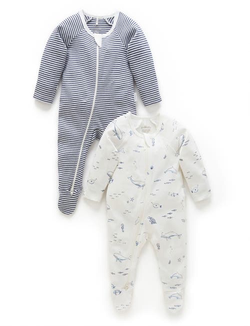 Purebaby 2 Pack Zip Footie