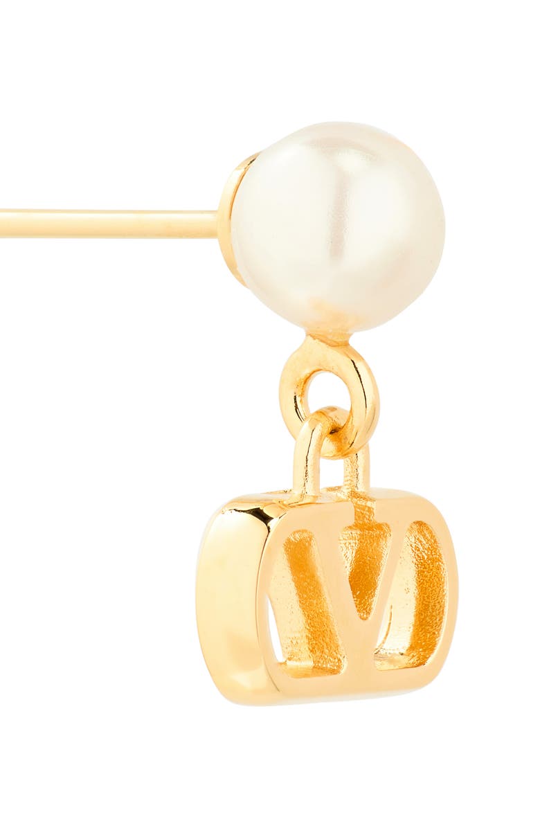 Valentino Garavani VLOGO Signature Drop Earrings, Alternate, color, Gold/ White