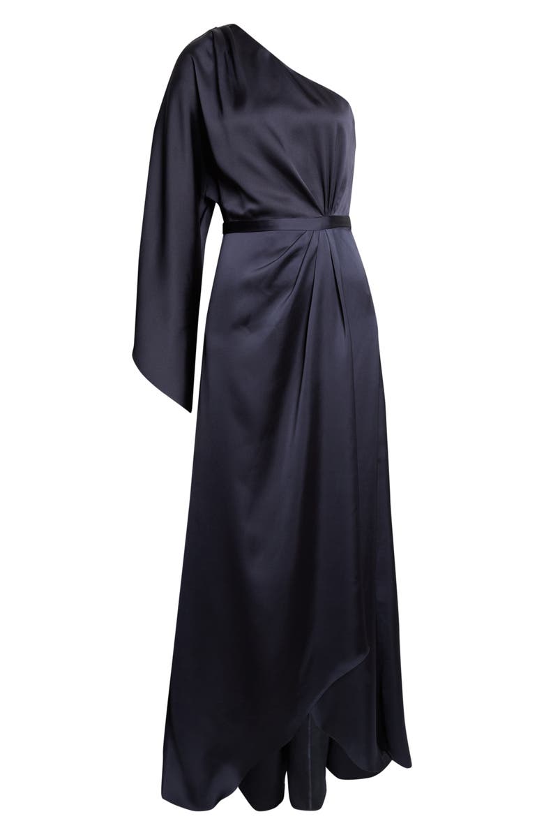 Ramy Brook Opal One-Shoulder Single Long Sleeve Satin Gown, Alternate, color, 