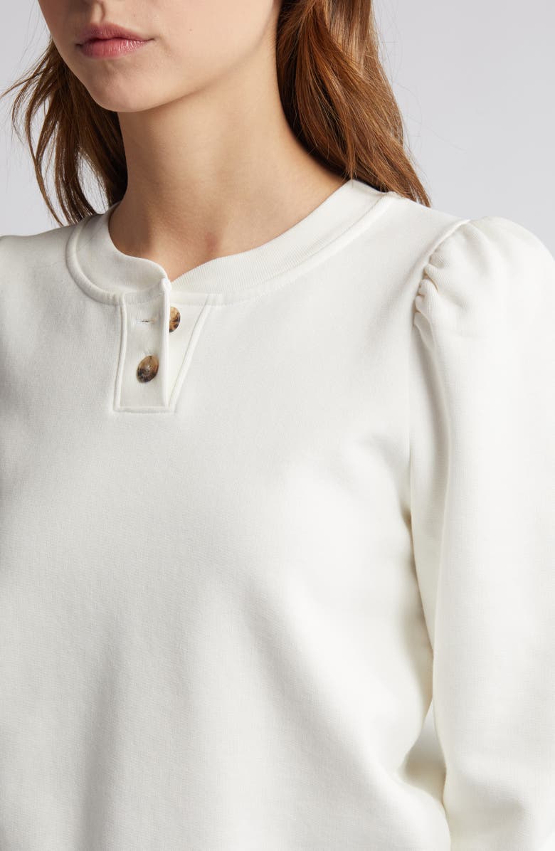 FRAME Femme Cotton Blend Henley Sweatshirt, Alternate, color, 