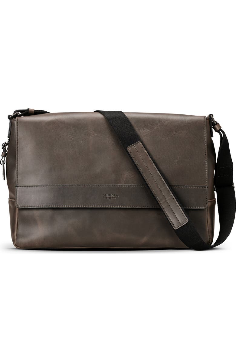 Shinola Leather E/W Messenger Bag, Main, color,