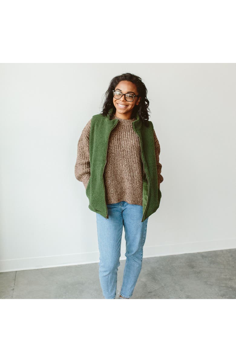 goumikids adult corduroy + faux shearling reversible vest - spruce, Alternate, color, Spruce