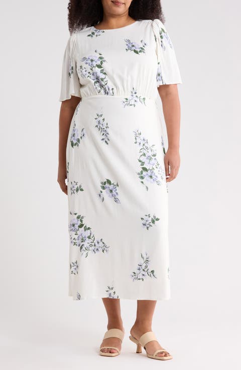 Porto Floral Smocked Midi Dress (Plus)