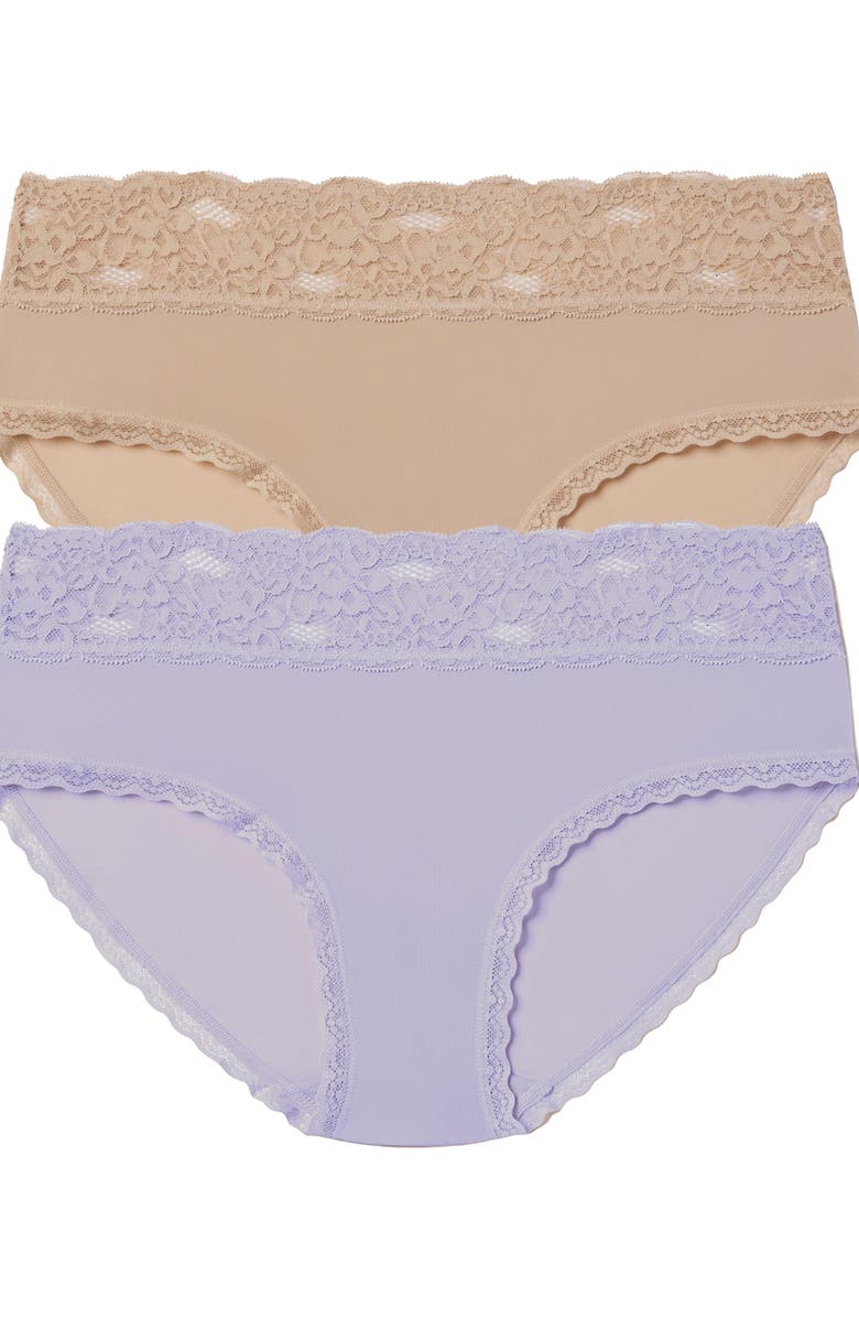 Skarlett Blue Goddess Lace Trim Hipster 2-Pack, Main, color, Nylon/Ice Purple