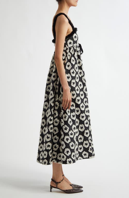 Shop Ulla Johnson Mira Fray Trim Print Sleeveless Maxi Dress In Eclipse