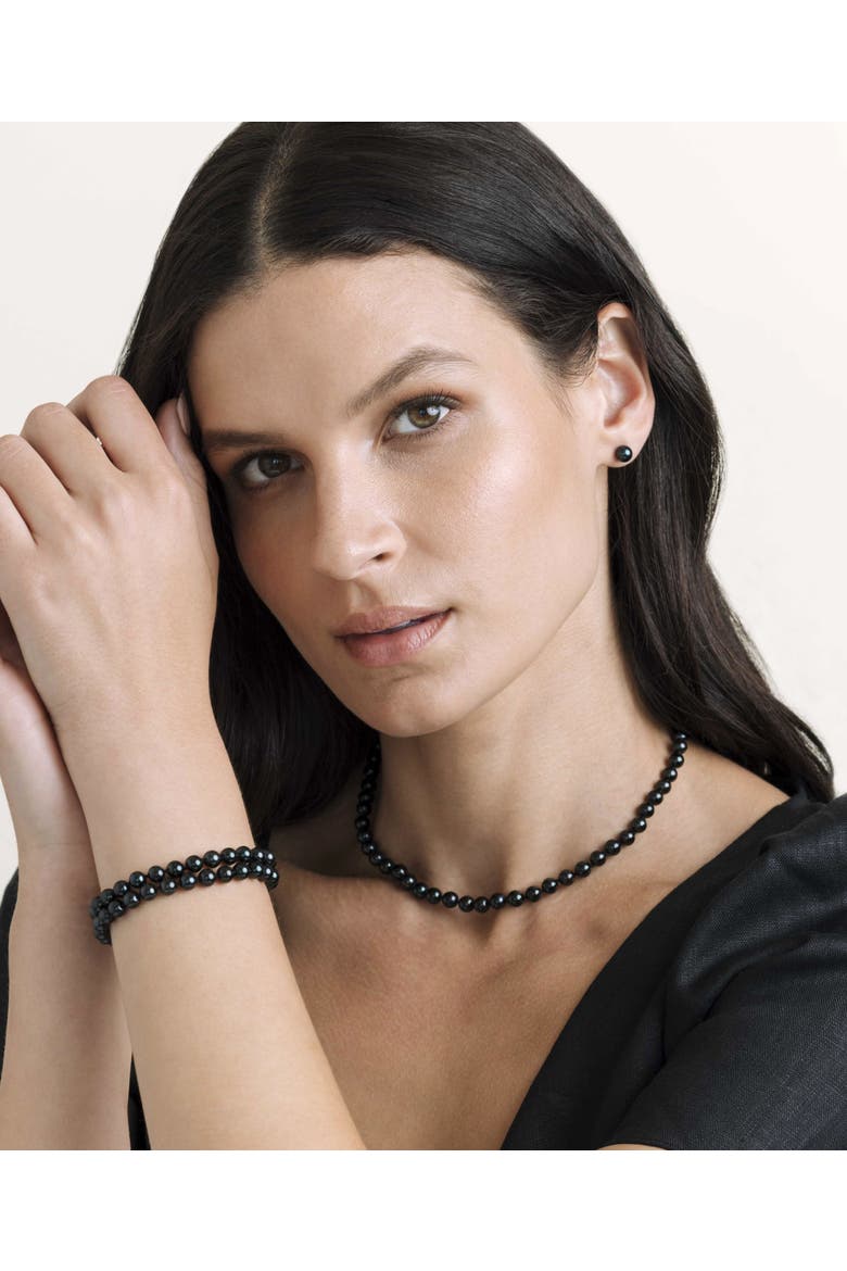 6.0-6.5mm Japanese Akoya Black Pearl Necklace - AAA Quality, Alternate, color, Black Pearls