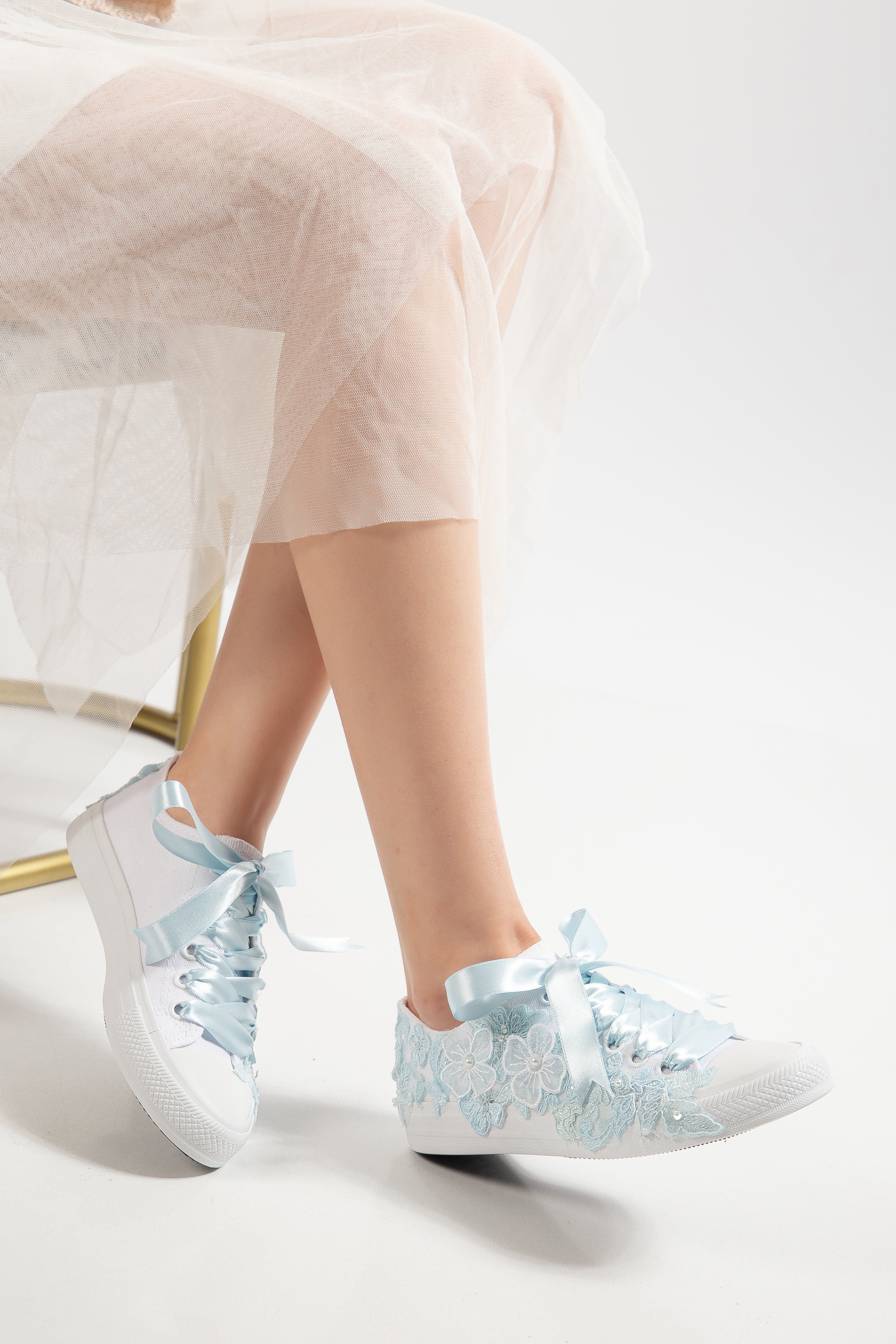 Forever & Always Shoes Serenelle Lace Bridal Sneaker, Alternate, color, Baby Blue