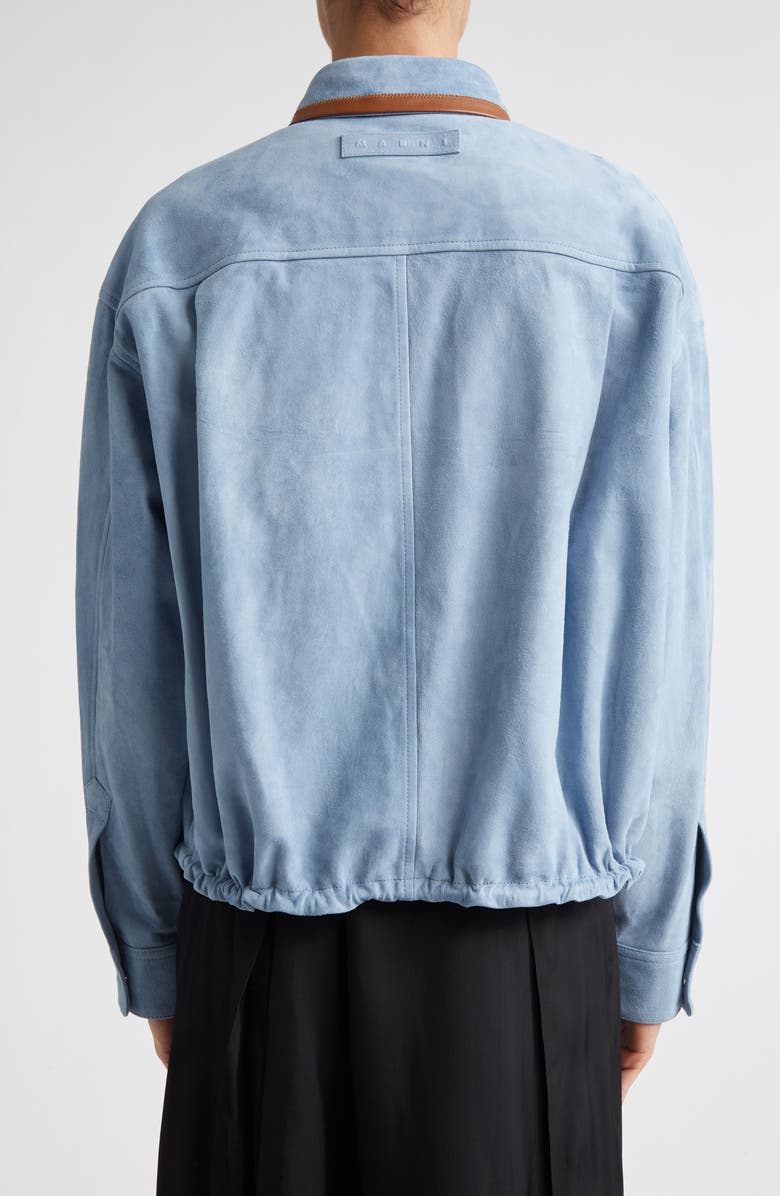Marni Suede Drawstring Overshirt, Alternate, color, 00B31sky