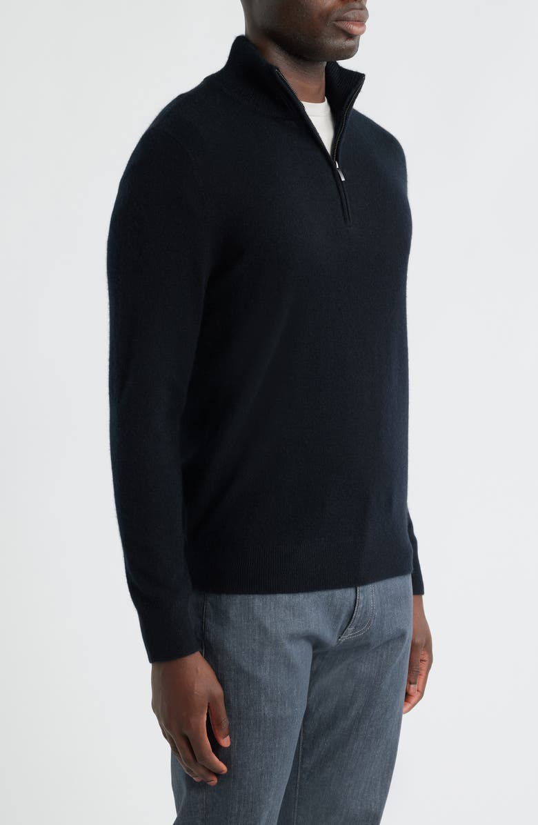 Nordstrom Quarter Zip Cashmere Sweater, Alternate, color, Black Caviar